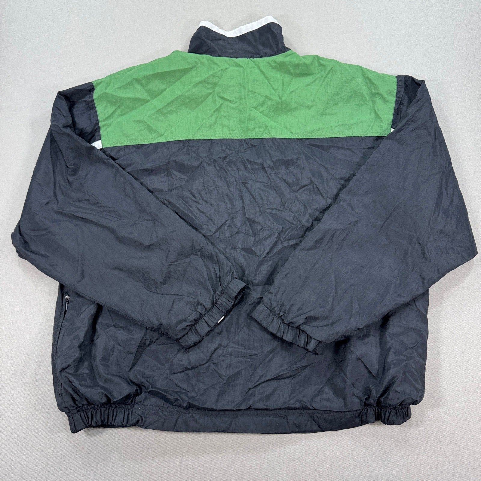 Vintage Nike Track Jacket Men's XL Green Black Full Zip Windbreaker Swoosh 90s