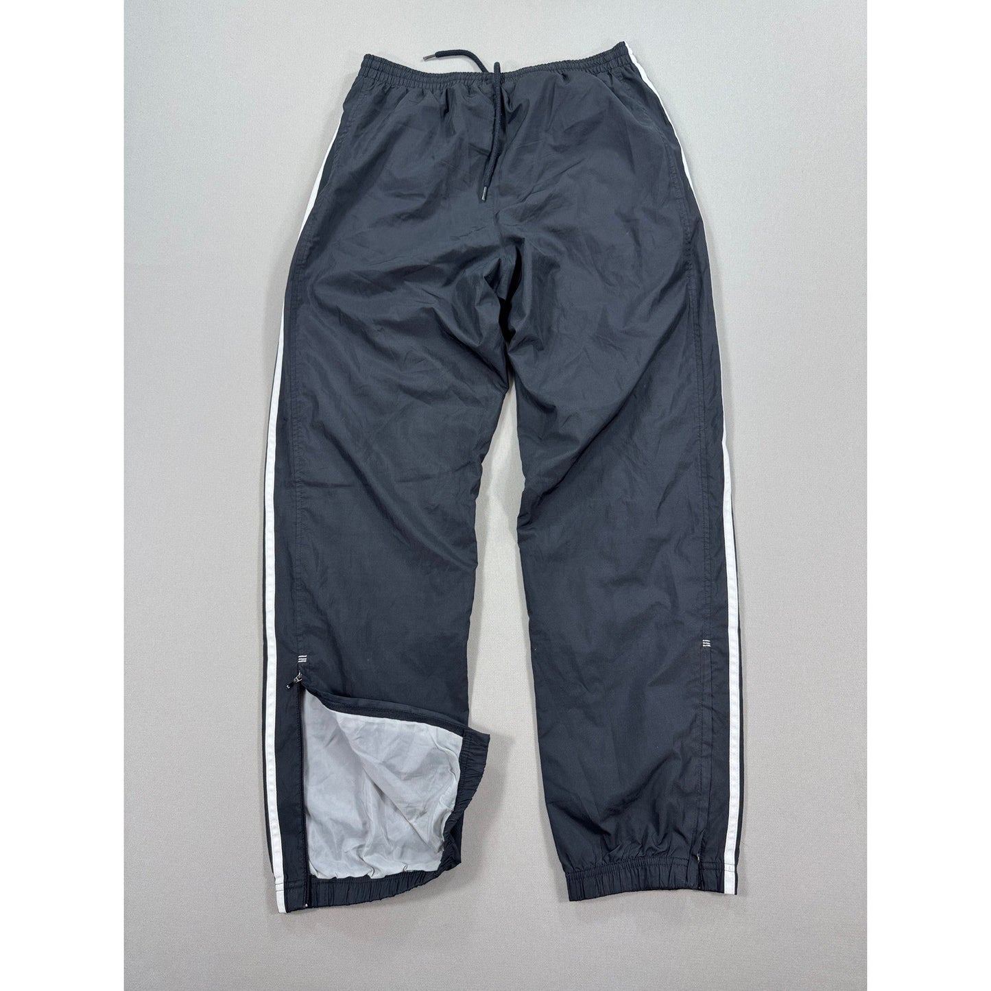 Vintage Adidas Track Pants Mens Small Black Ankle Zipped Drawstrings Trefoil Y2K