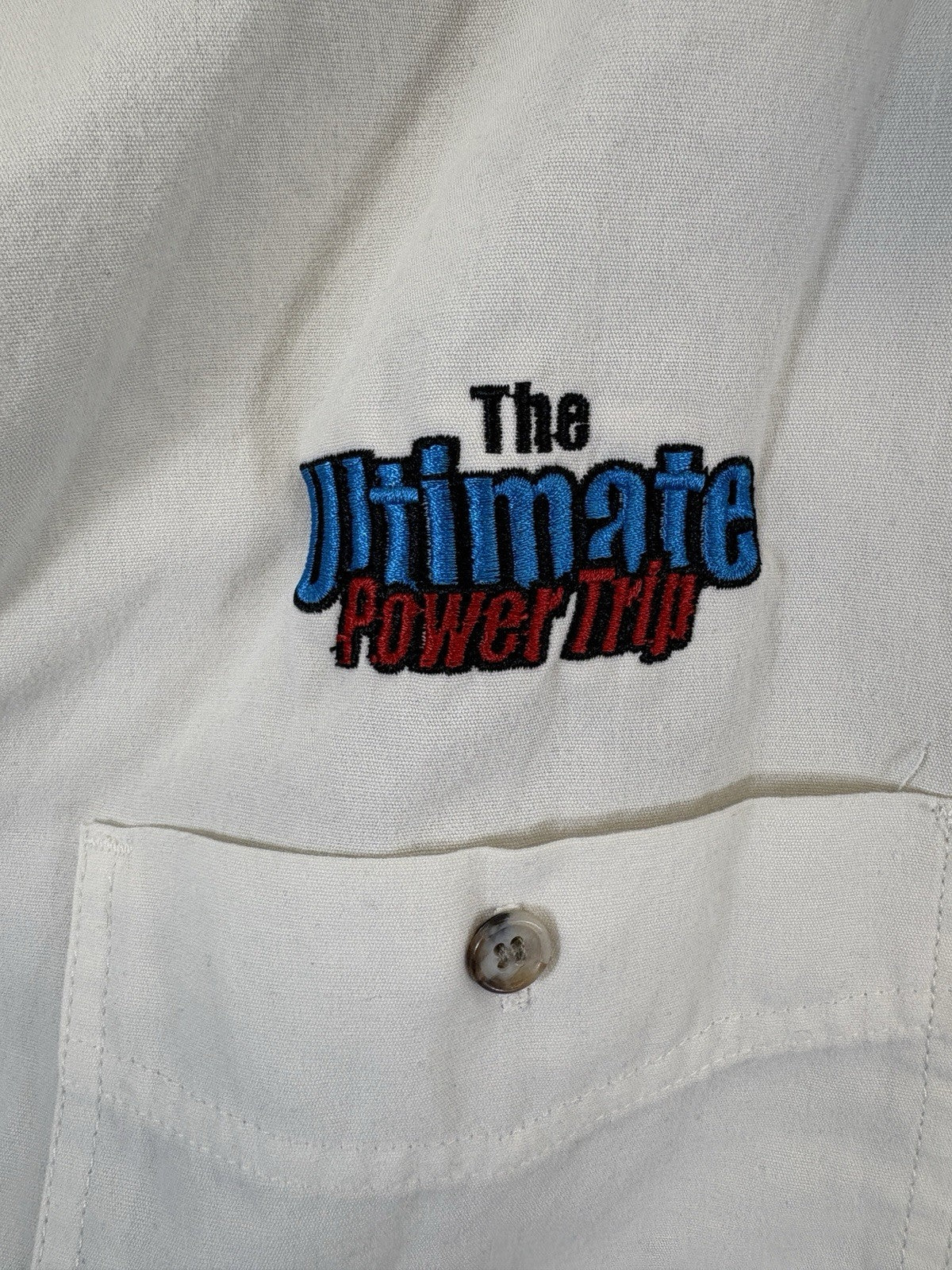 Choko Mens Large Eaton Pro Modified Racing 'The Big Dog' White Button Down Shirt