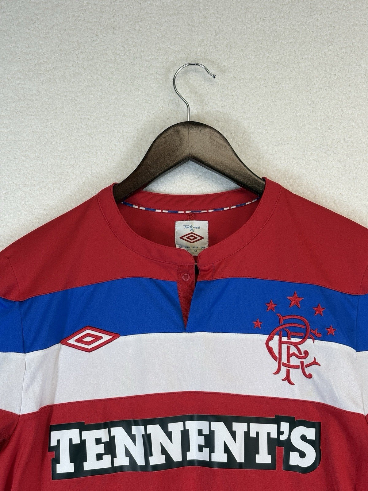 Umbro Glasgow RFC Rangers 2011-12 Soccer Red Colorblock Shirt Jersey Mens Small