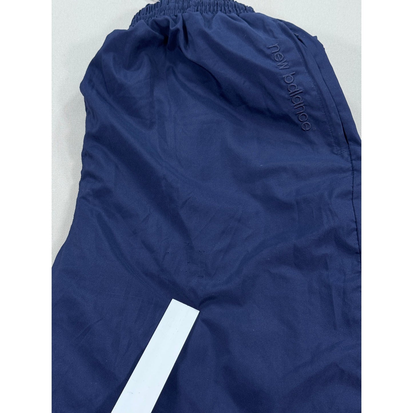 New Balance Track Pants mens XL Navy Blue Nylon Lightweight Ankle Zip Tapered