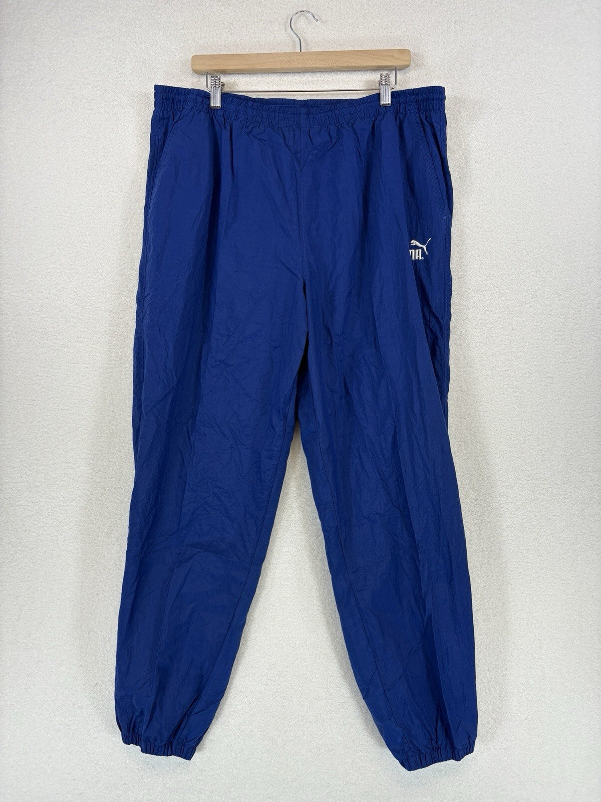 Vintage Puma Track Pants Y2K Mens Large Blue Windbreaker Sweatpants Athletic NEW