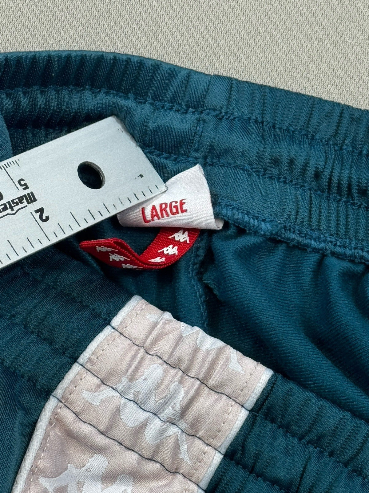 Kappa Sweatpants mens Large Teal White Lined Athleisure Track Sport