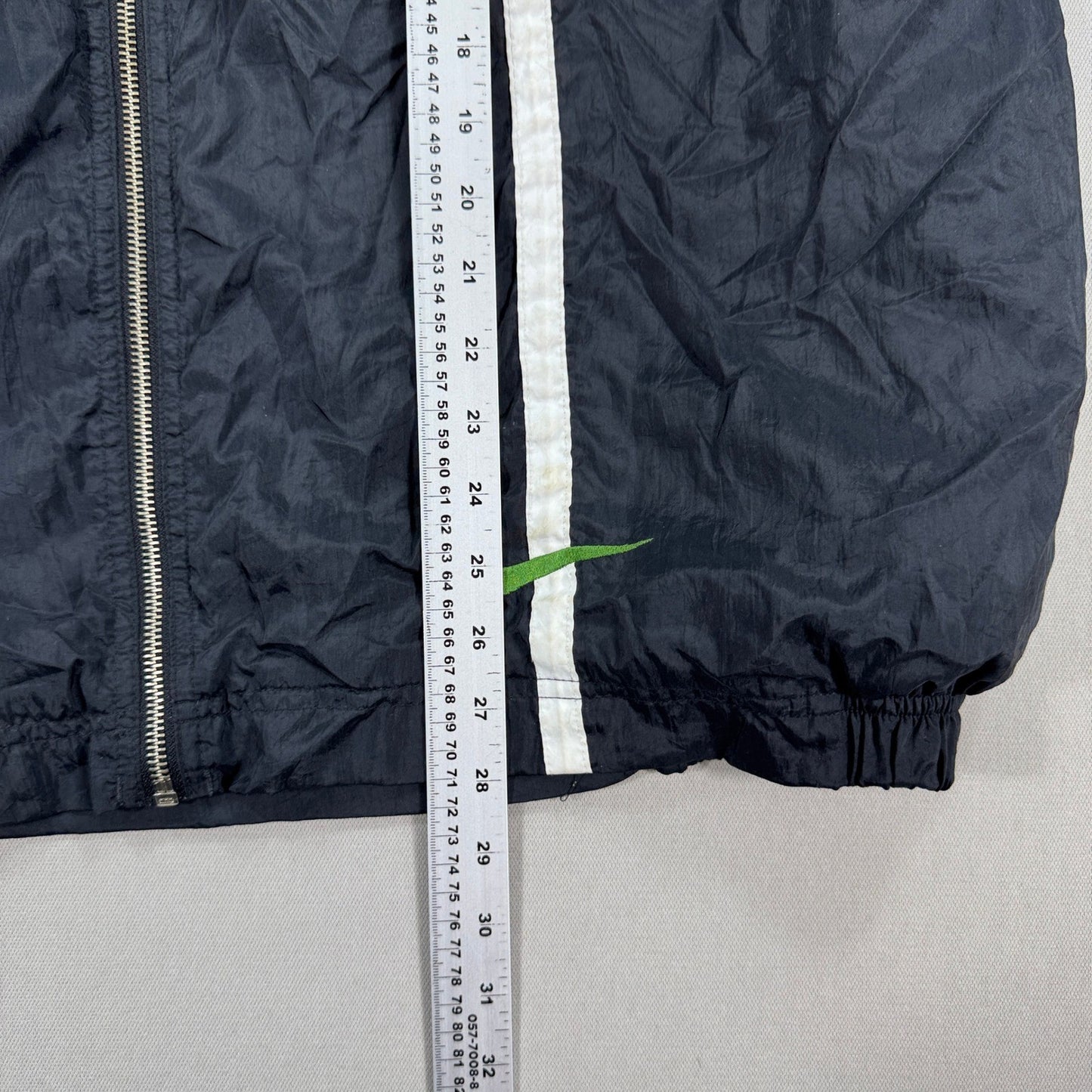 Vintage Nike Track Jacket Men's XL Green Black Full Zip Windbreaker Swoosh 90s