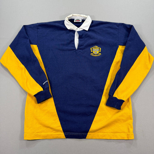 Vintage Barbarian Rugby Wear Polo Shirt mens 2XL Yellow Blue Long Sleeve Canada
