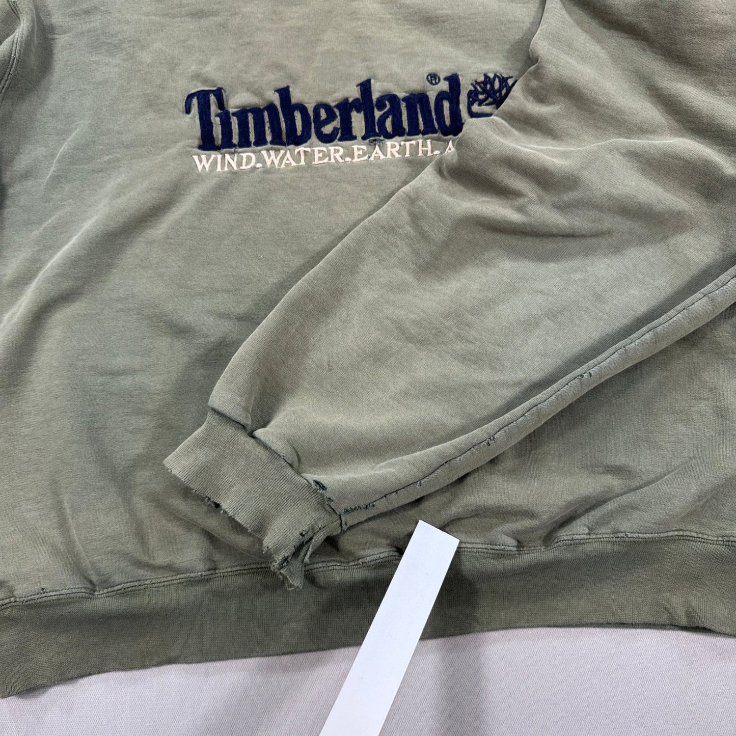 Vintage Timberland Sweatshirt mens XL Olive Green Crewneck Pullover Thrashed
