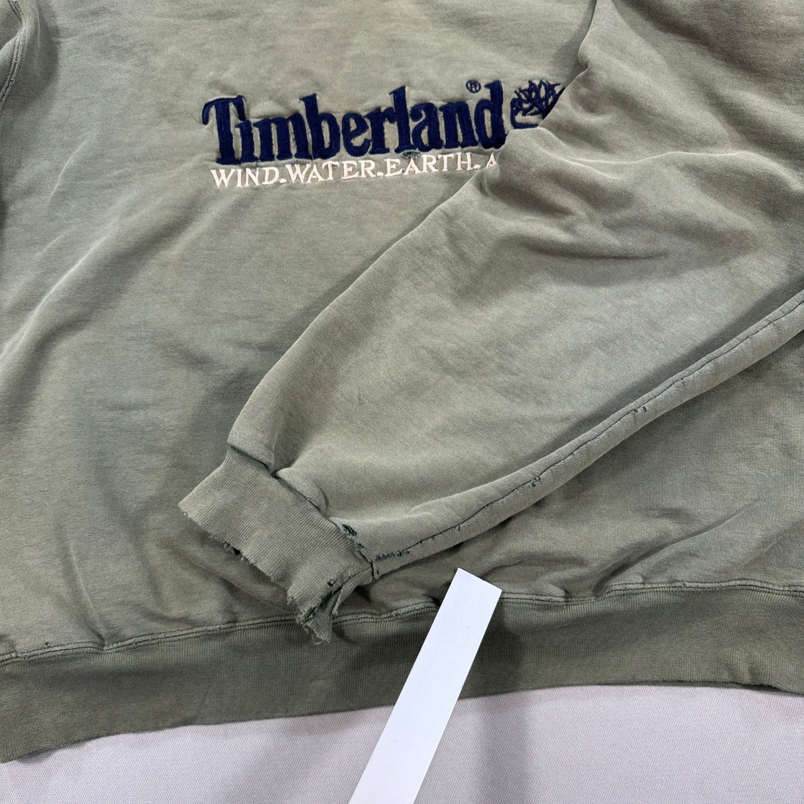 Vintage Timberland Sweatshirt mens XL Olive Green Crewneck Pullover Thrashed