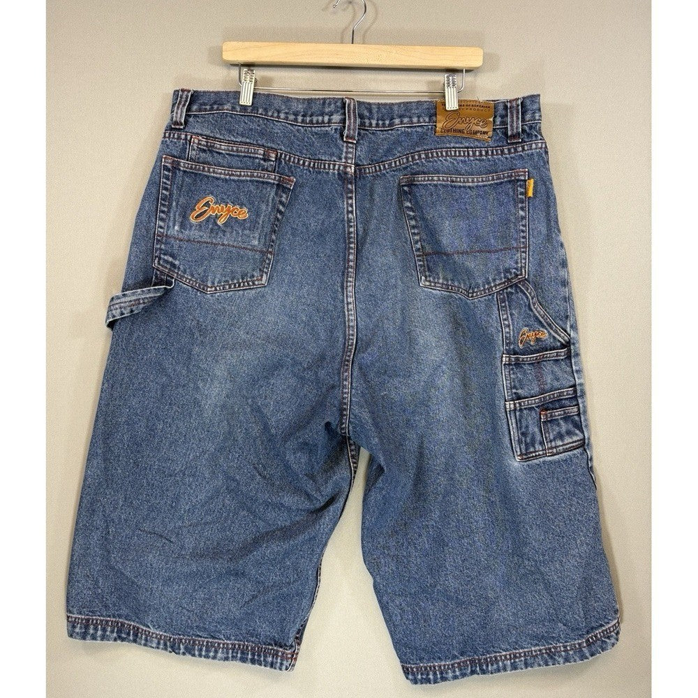Enyce Jean Shorts Y2K Mens Size 42 Blue Denim 90s Hip Hop Skater Wide Leg