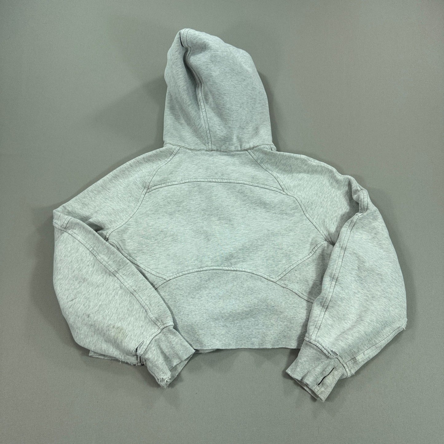 Lululemon Scuba Hoodie Womens XS/S Gray Boxy Fit 1/2 Zip Oversized Crop Thrashed