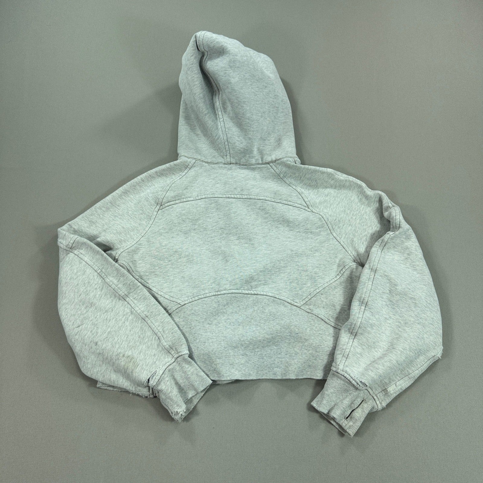 Lululemon Scuba Hoodie Womens XS/S Gray Boxy Fit 1/2 Zip Oversized Crop Thrashed