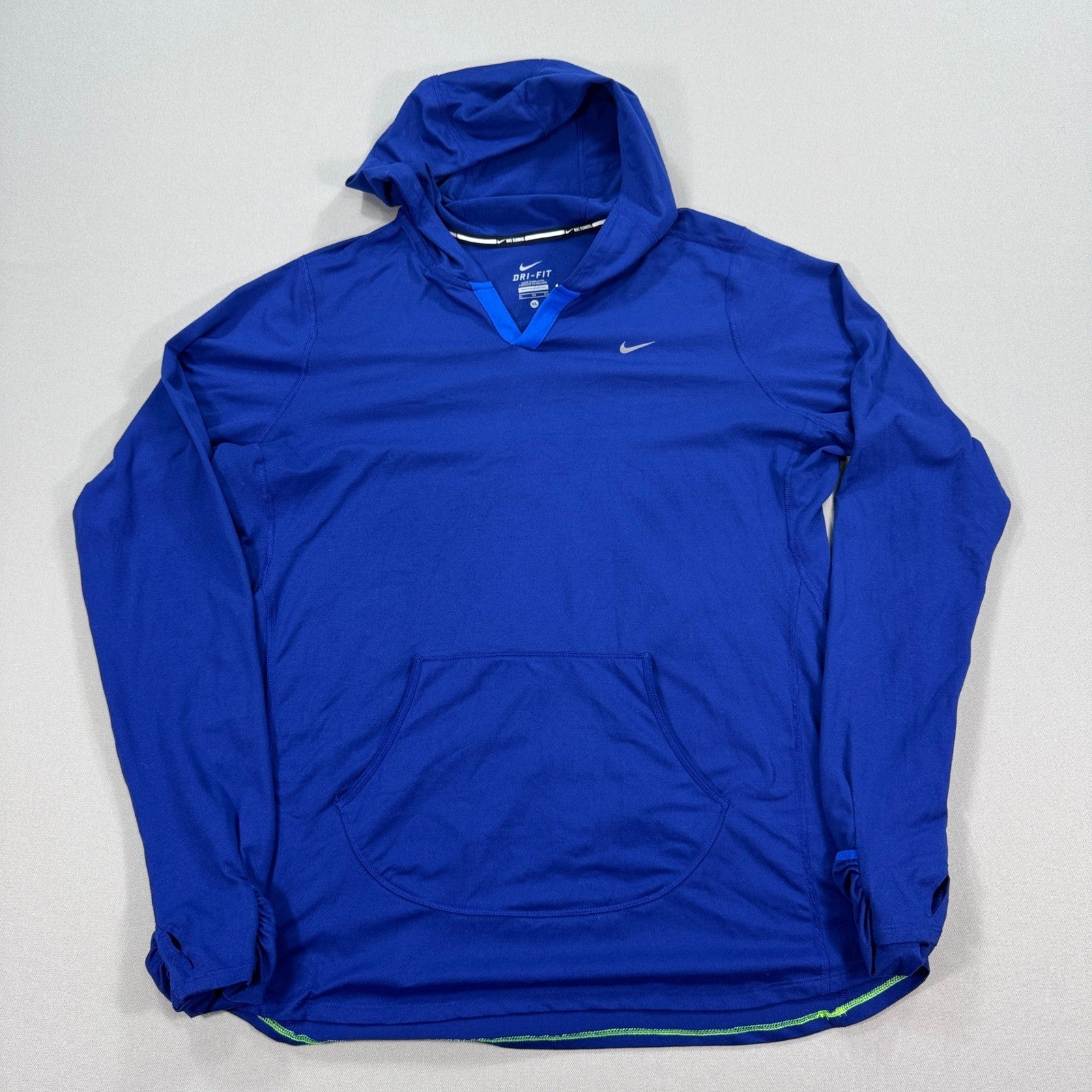 Nike Dri-Fit Running Hoodie Sweatshirt Womens XL Blue Training Pullover Swoosh
