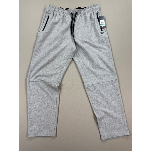 NWT Reebok Doubletime Pants mens XL Heather Gray Zip Pocket Slim Fit Drawstring