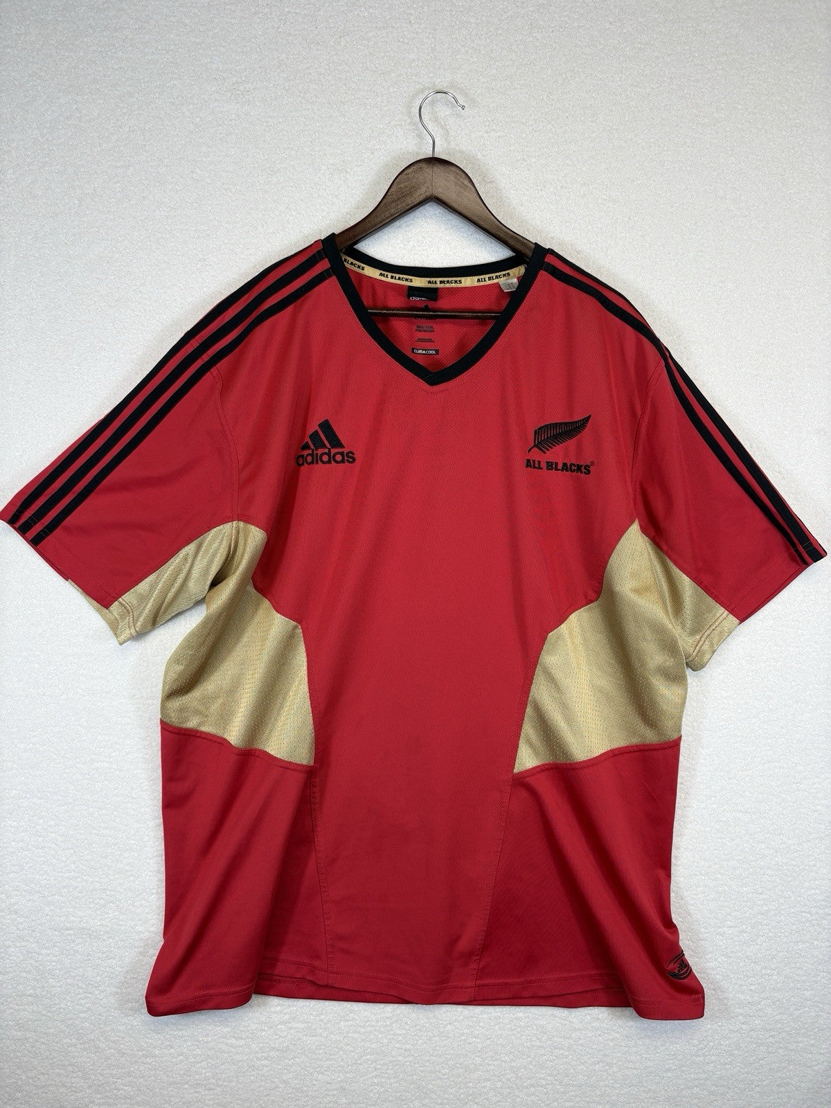 Adidas All Blacks New Zealand Rugby Training Red Jersey Climacool Mens 3XL