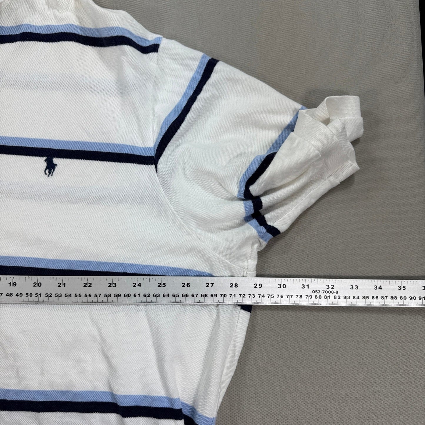 Polo Ralph Lauren Polo Shirt mens 3XLT Ivory Blue Striped Cotton Pony Classic