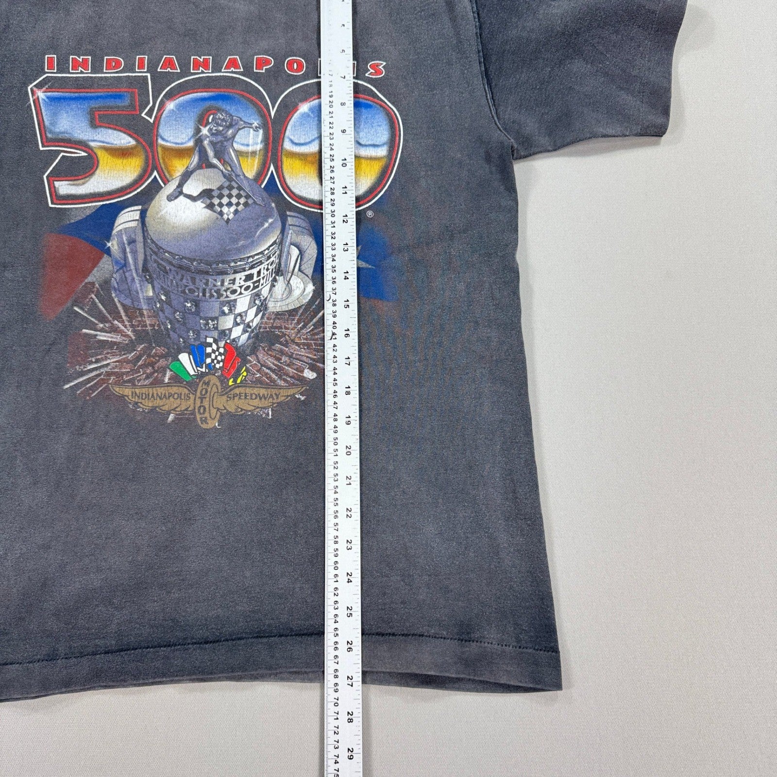 Vintage Indianapolis 500 Shirt 3D Graphic mens Medium Faded Single Stitch