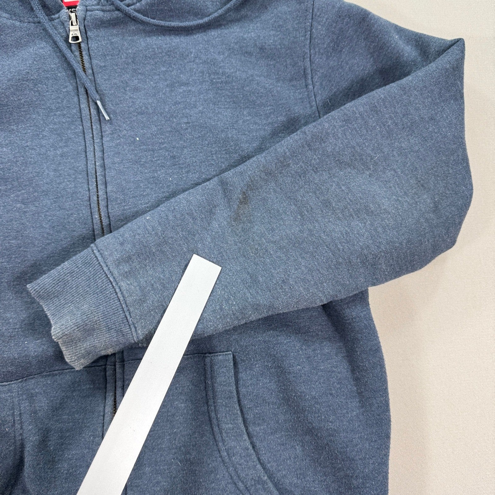 Quiksilver Sherpa Lined Hoodie Zip Up Fleece Insulated mens Medium Blue Skater