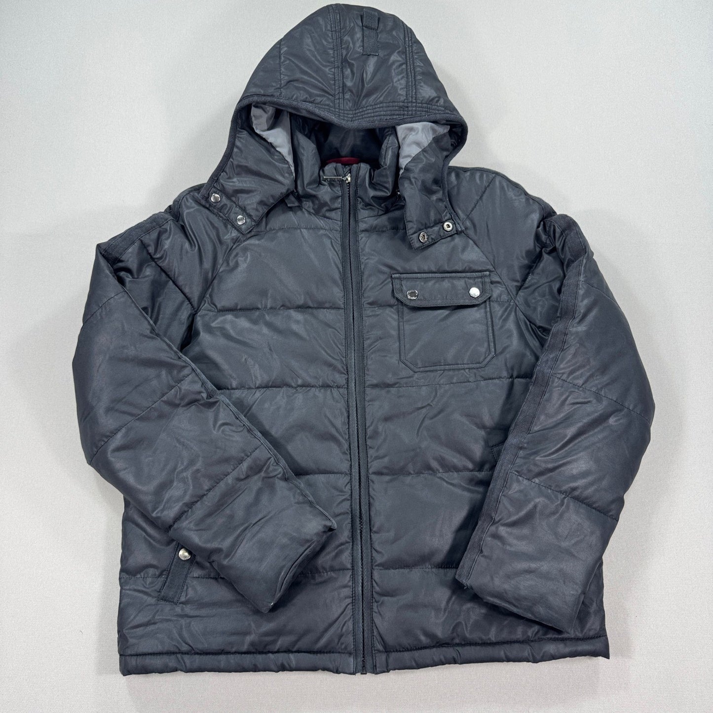 Levi Strauss Parka Jacket Hooded Puffer Quilted mens Medium Black Winter Coat