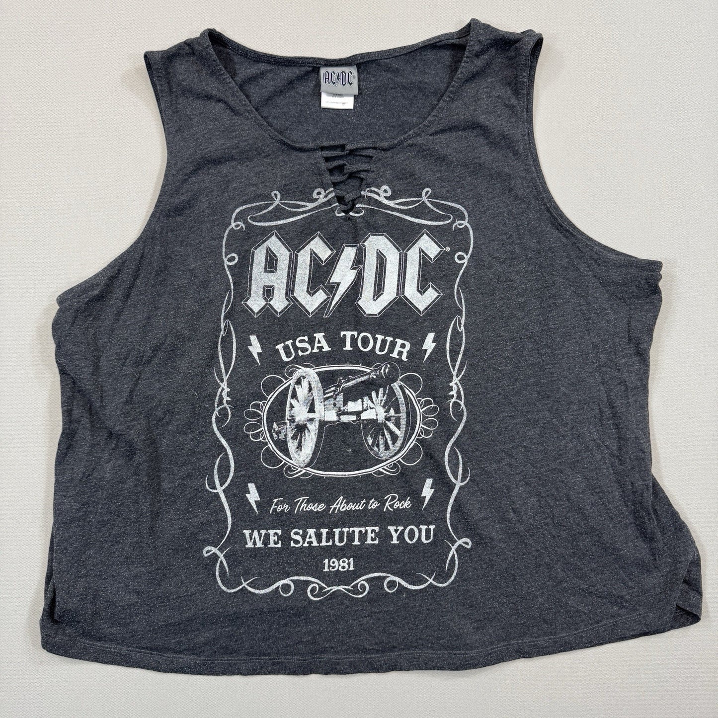 ACDC USA Tour Sleeveless Shirt Womens 3XL Gray NTD Clothing