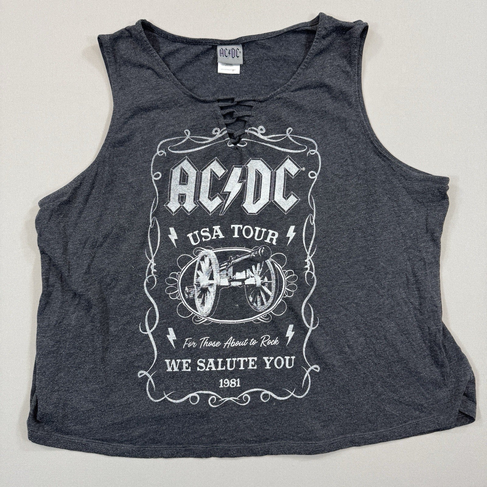 ACDC USA Tour Sleeveless Shirt Womens 3XL Gray NTD Clothing