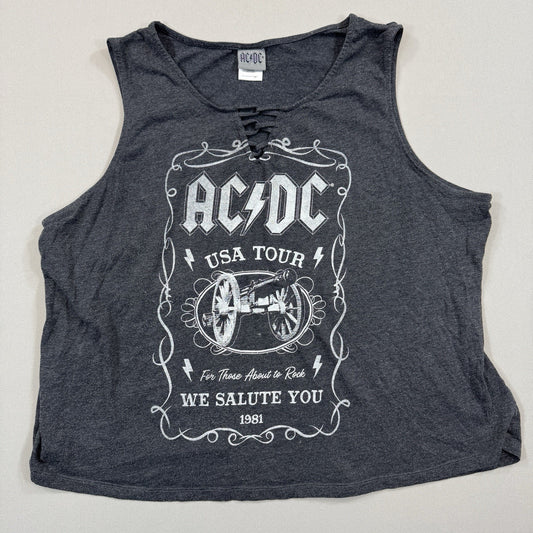 ACDC USA Tour Sleeveless Shirt Womens 3XL Gray NTD Clothing