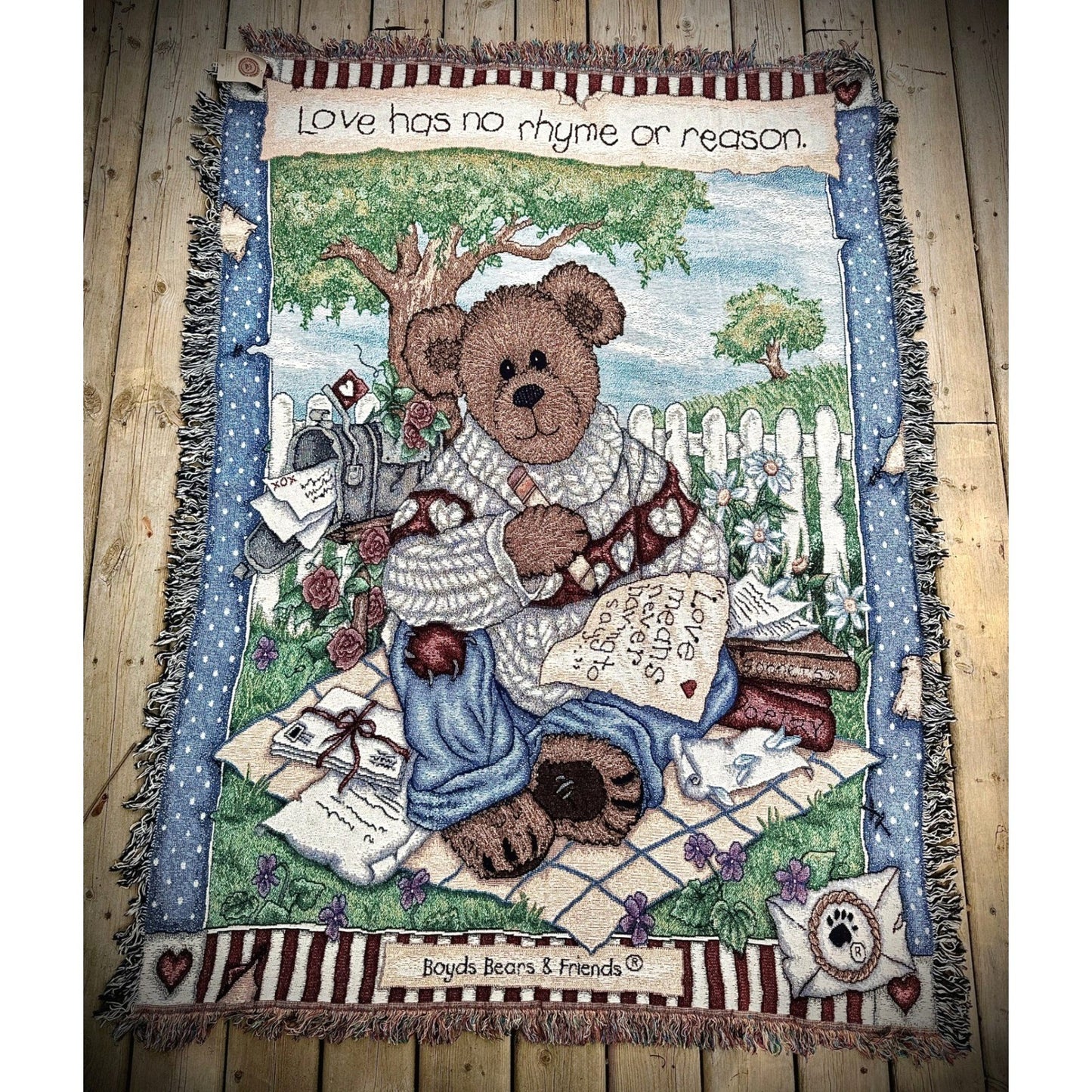 NWT Boyds Bears "LOVE HAS NO RHYME OR REASON" Throw Blanket Size 51x68 USA Made