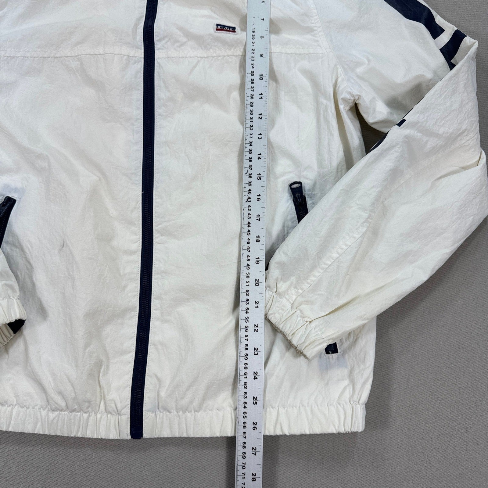 Levi's Retro Varsity Jacket Mens Large White Full Zip Spell Out Logo Sleeve Logo