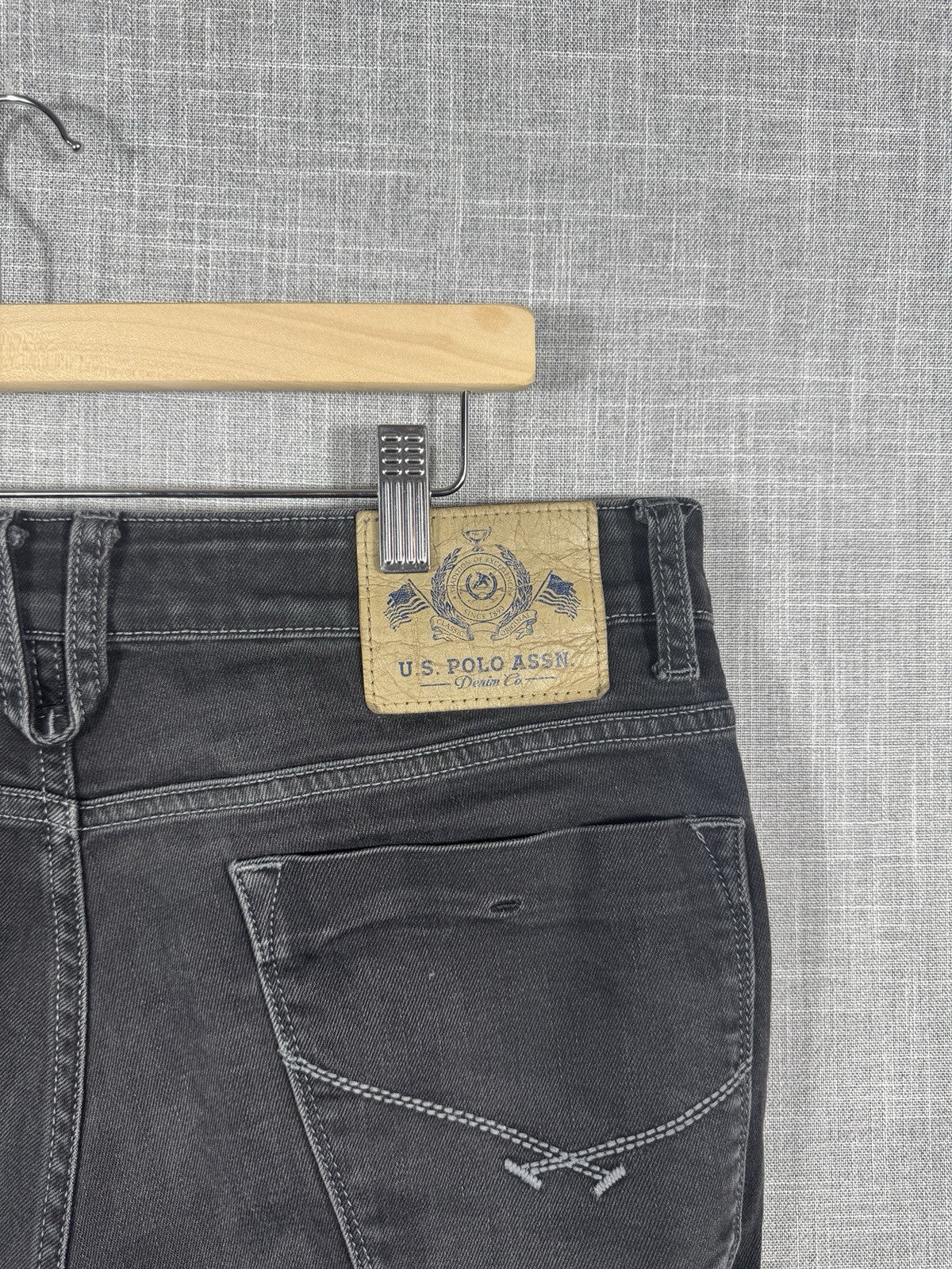 US Polo Assn. Delta Embroidered Black Slim Jeans Dark Wash Mens 34x33