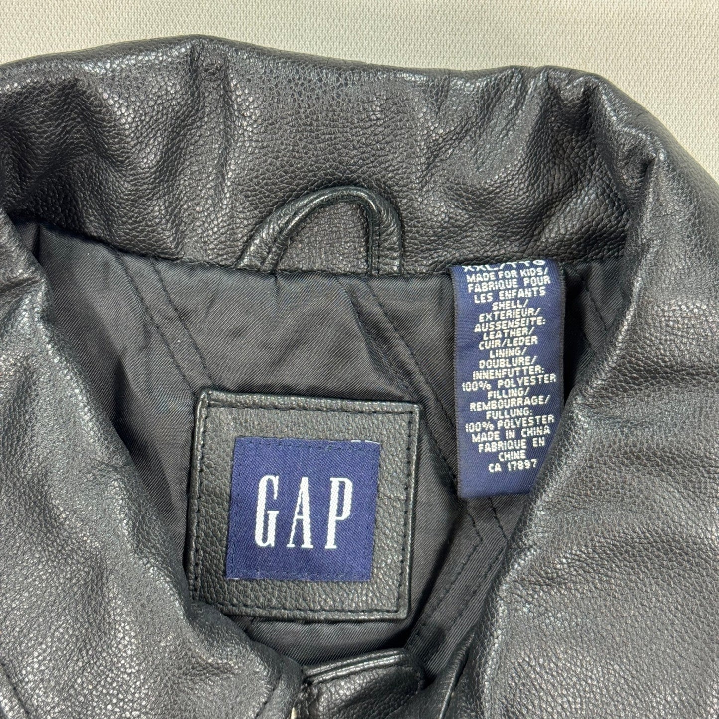 Vintage Gap Genuine Leather Jacket Mens 2XL Black Full Zip Pockets Y2K