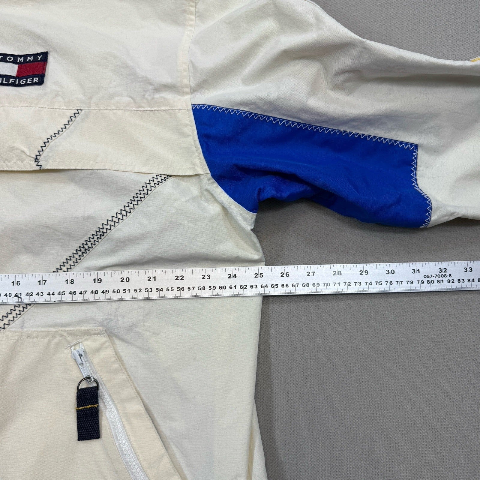 Vintage 90s Tommy Hilfiger Sailing Gear Jacket mens XL White Full Zip Hoodie