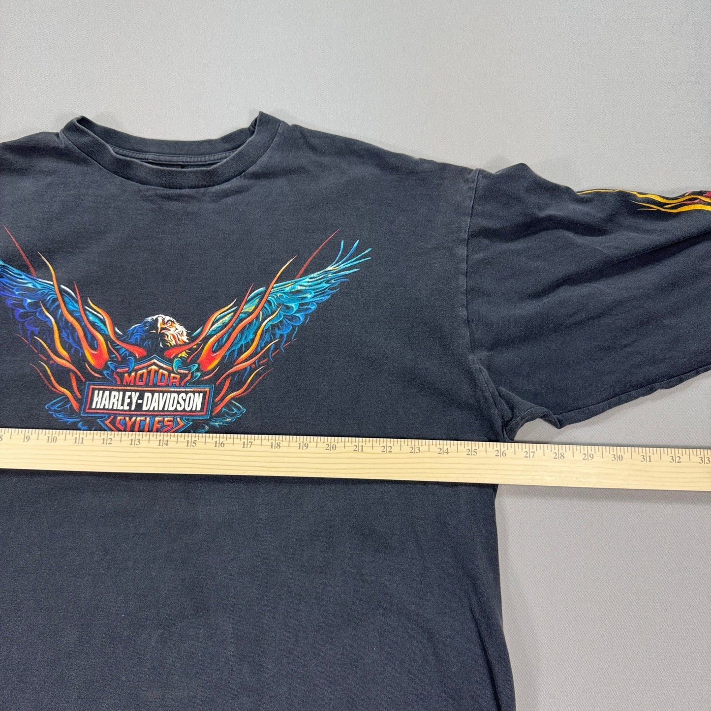 Vintage Harley Davidson T-Shirt mens 3XL Black Flames Sleeves Daytona Beach USA