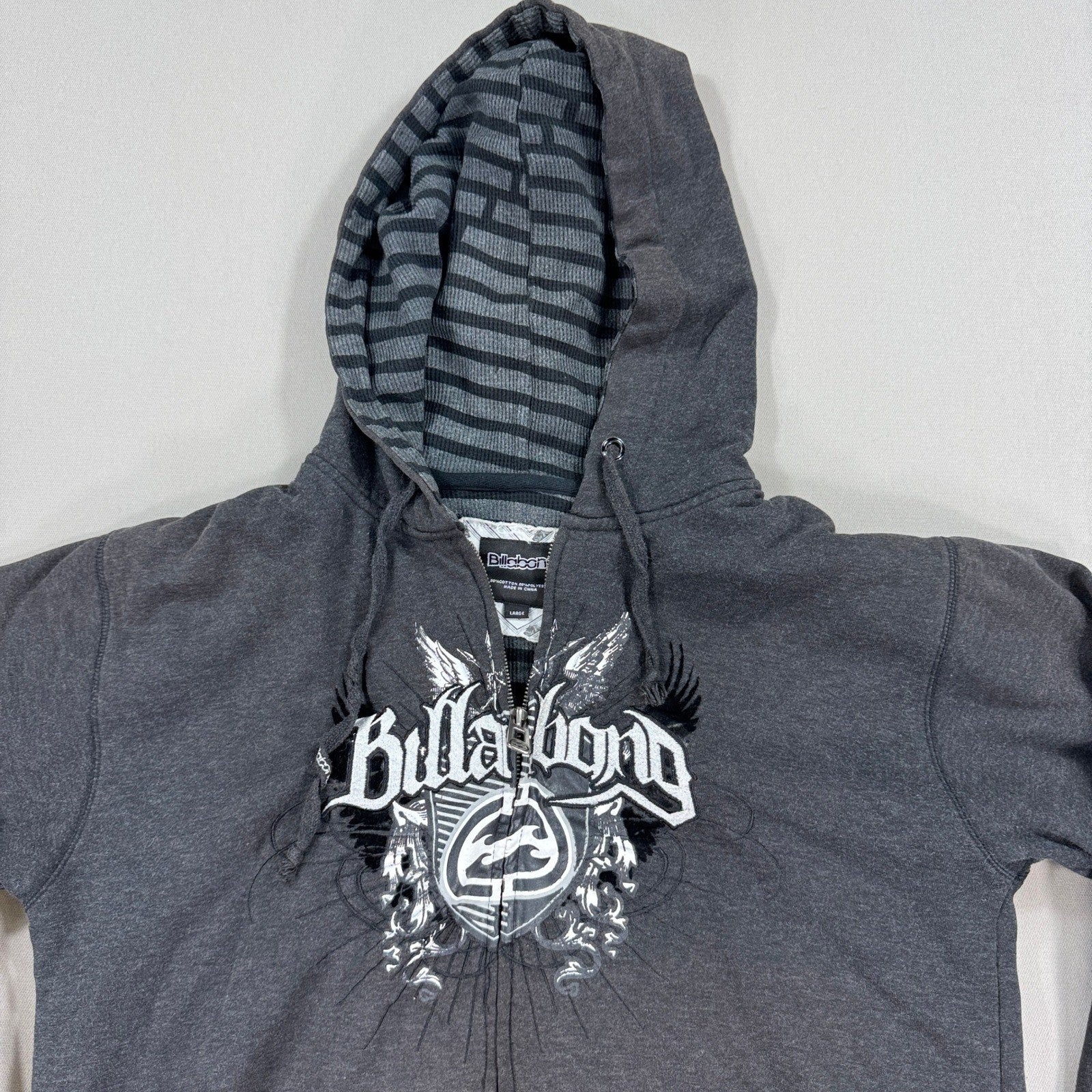 Vintage Billabong Hoodie Mens Large Grunge Graphic Logo Y2K Full Zip