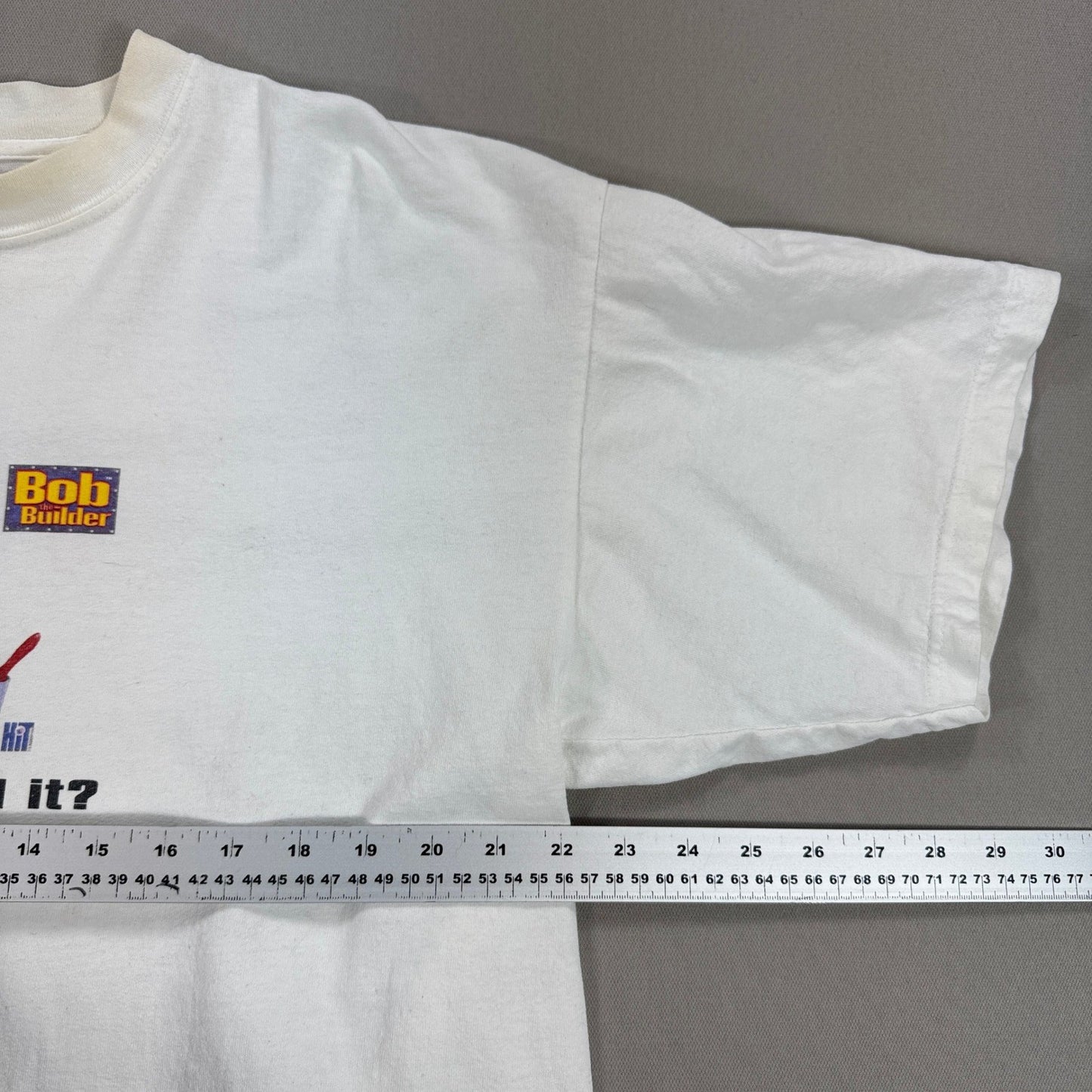 Vintage 2001 Bob the Builder "Can We Read It?" T-Shirt Mens XL White Y2K