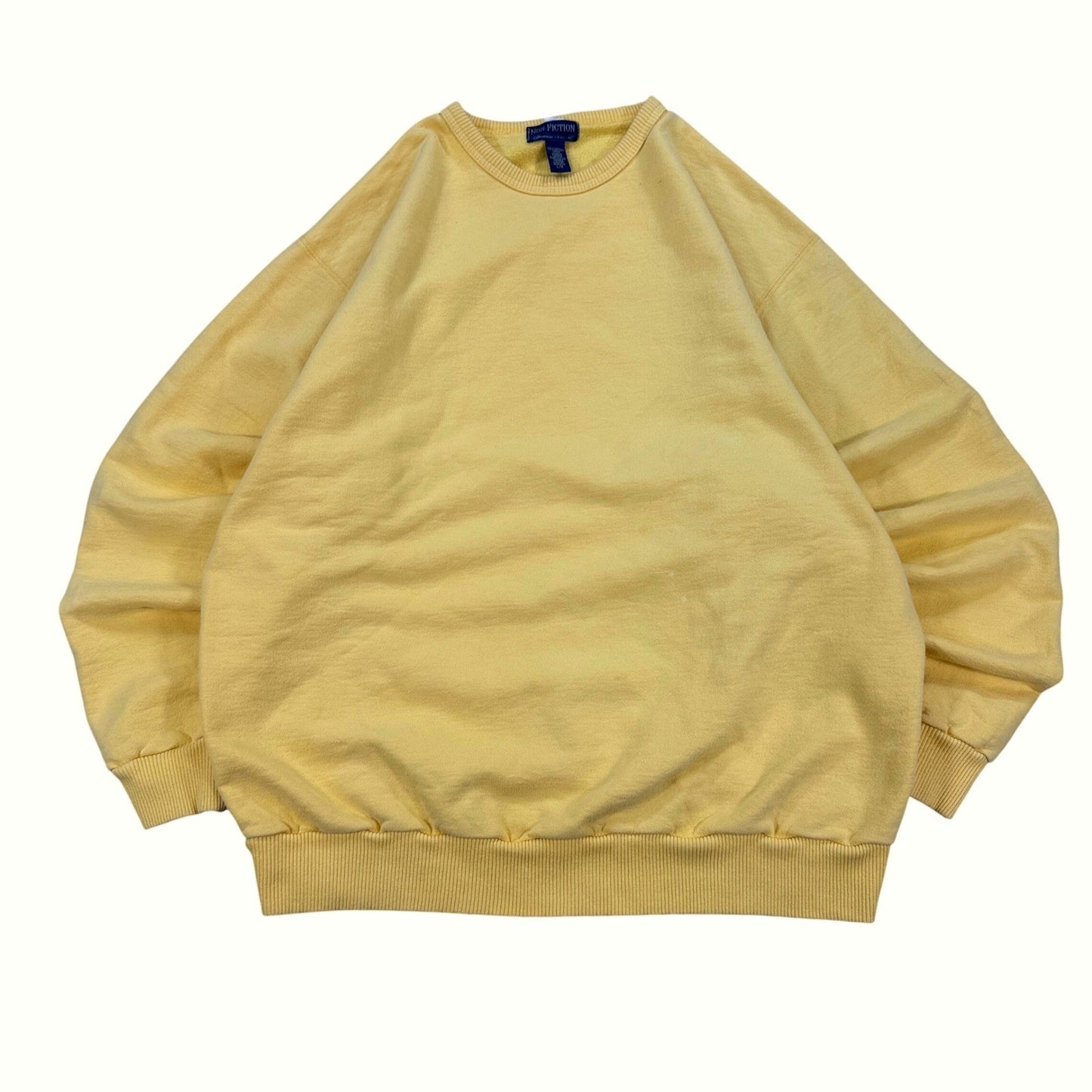 VTG BLANK Non Fiction Canadian Classic Sweatshirt mens Large Yellow Crewneck