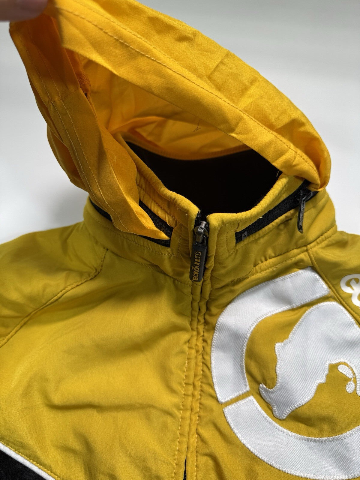 Ecko Unltd Full Zip Jacket Y2K Size Medium Utility Hood In Collar Graphic Print