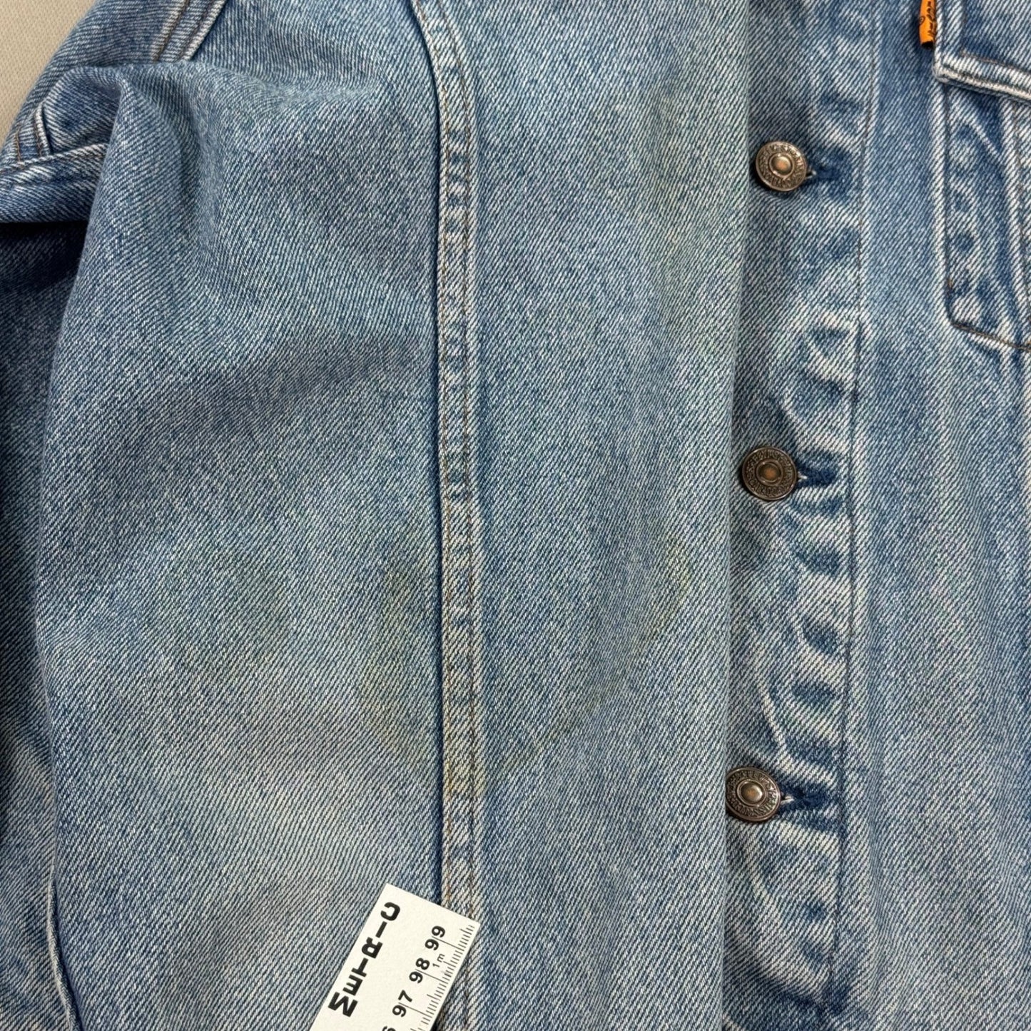 Vintage Levis Denim Trucker Jacket mens Small Light Wash Orange Tab 75515-0212