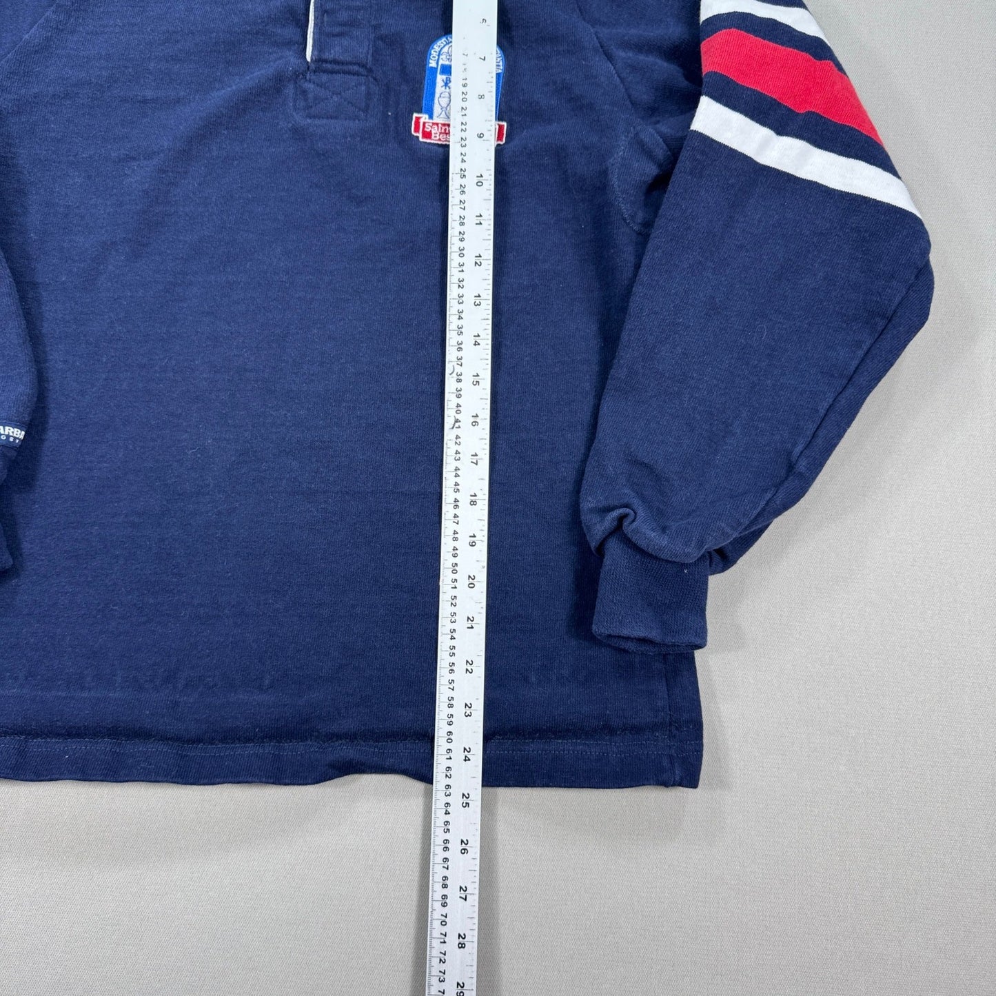 VTG Barbarian Rugby Wear Saint Andre Polo Shirt mens Small Blue Made In Canada