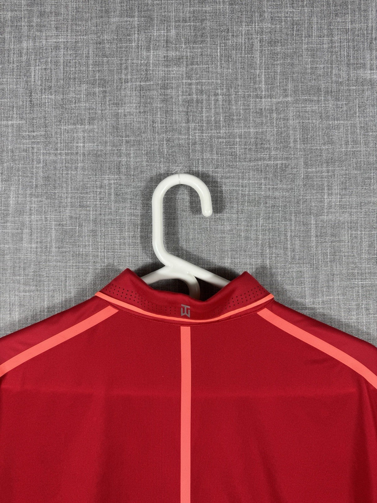 Nike Dri-Fit Tiger Woods Collection Red Snap Button Golf Polo Shirt Mens Size L