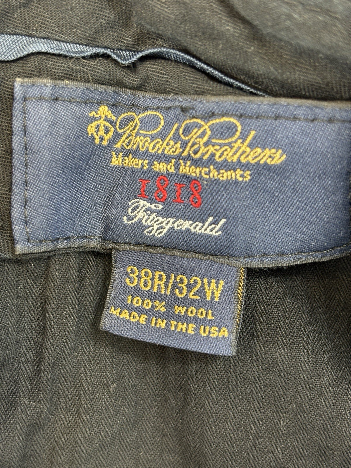 Brooks Brothers Pants Mens Size 38x32 Dark Gray 1818 Fitzgerald 100% Wool