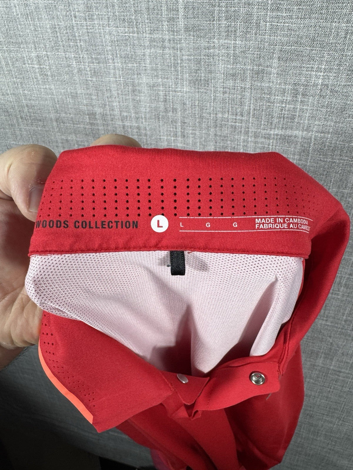 Nike Dri-Fit Tiger Woods Collection Red Snap Button Golf Polo Shirt Mens Size L