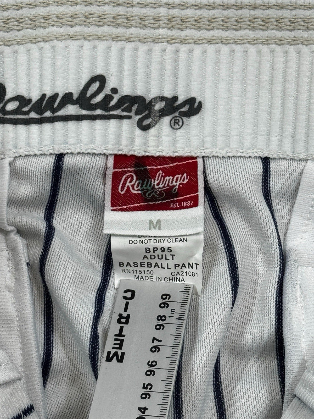 NWT Rawlings Baseball Pants 4x mens Medium Black White Pinstripe Semi-Relaxed