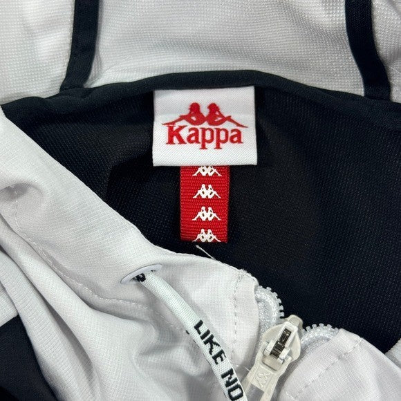 Kappa Anorak Jacket Womens Small White Hoodie Windbreaker Half Zip