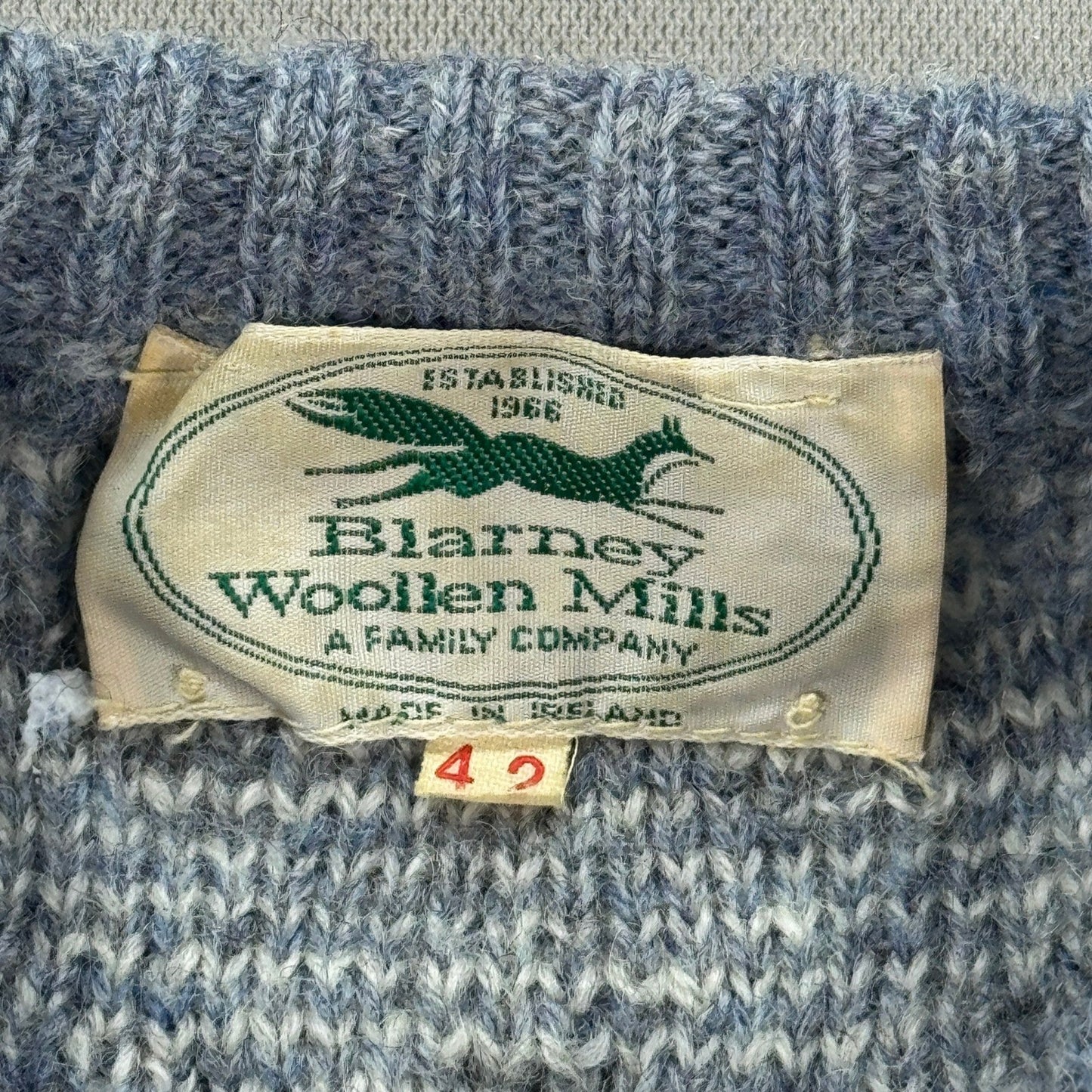 Blarney Woollen Mills Cable Knit Sweater mens Size 42 Pullover Made in Ireland