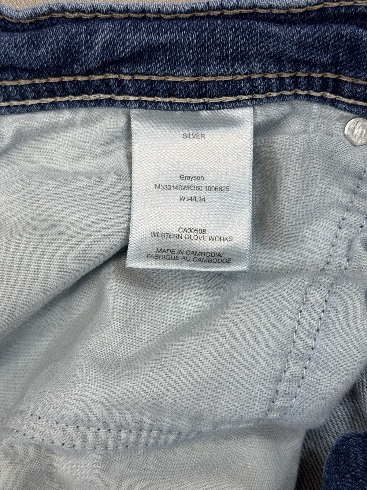 Silver Jeans Grayson Classic Fit Straight Leg mens 34x34 Blue Denim Mid Stretch