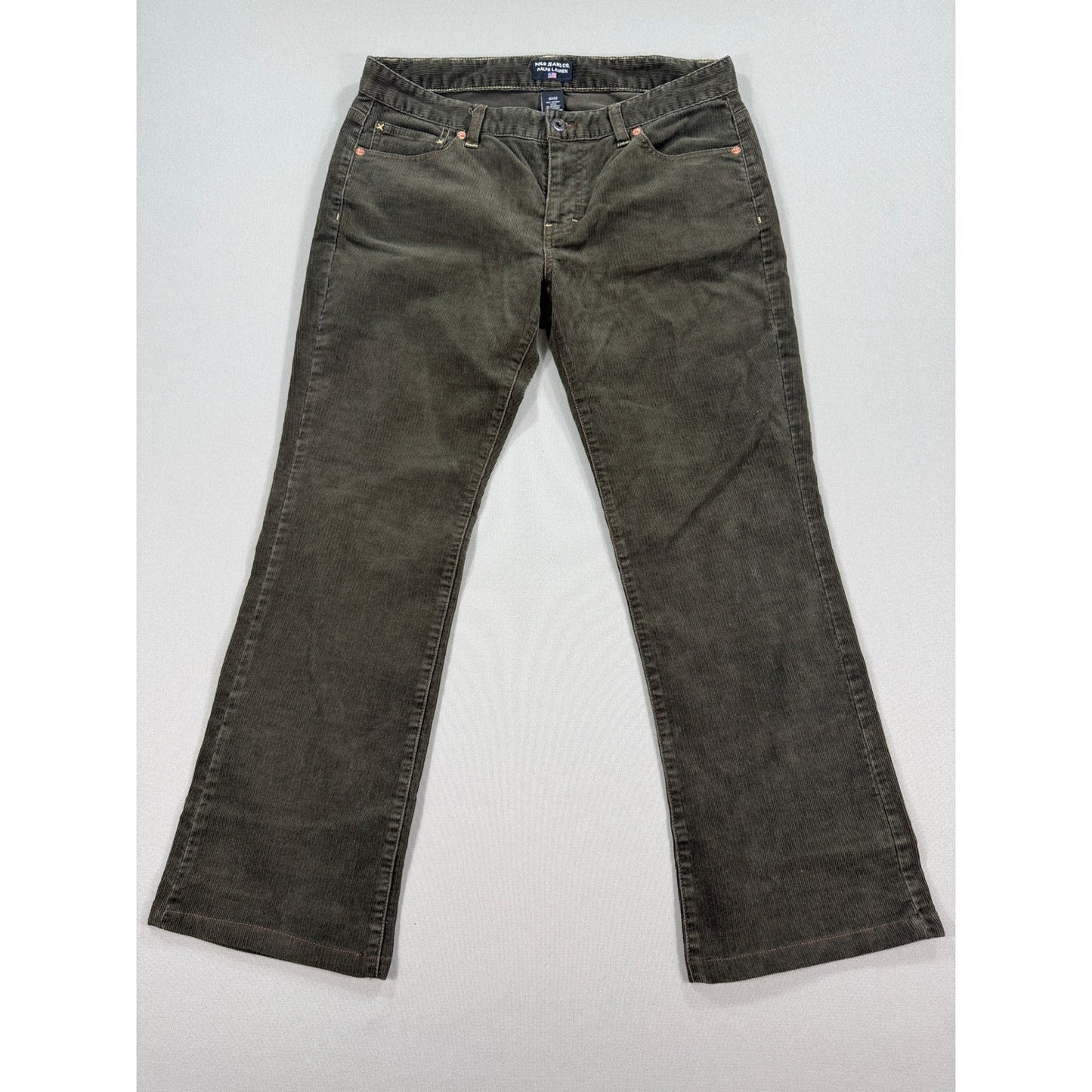 Polo Jeans Ralph Lauren Corduroy Pants Womens 10x32 Faded Green Boot Cut