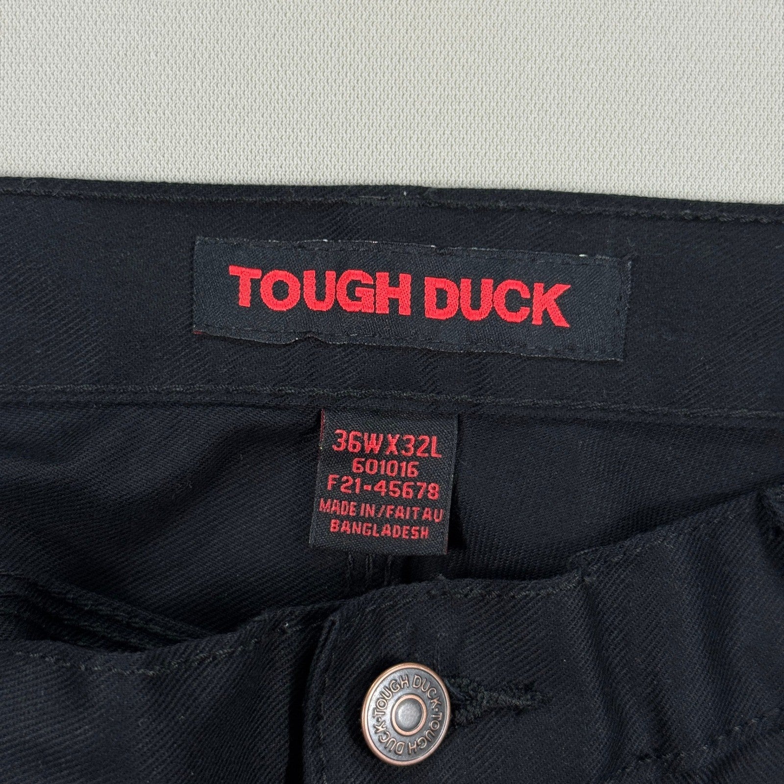 NWT Tough Duck Cargo Pants Relaxed Fit Flex Twill mens 36x32 Black Baggy