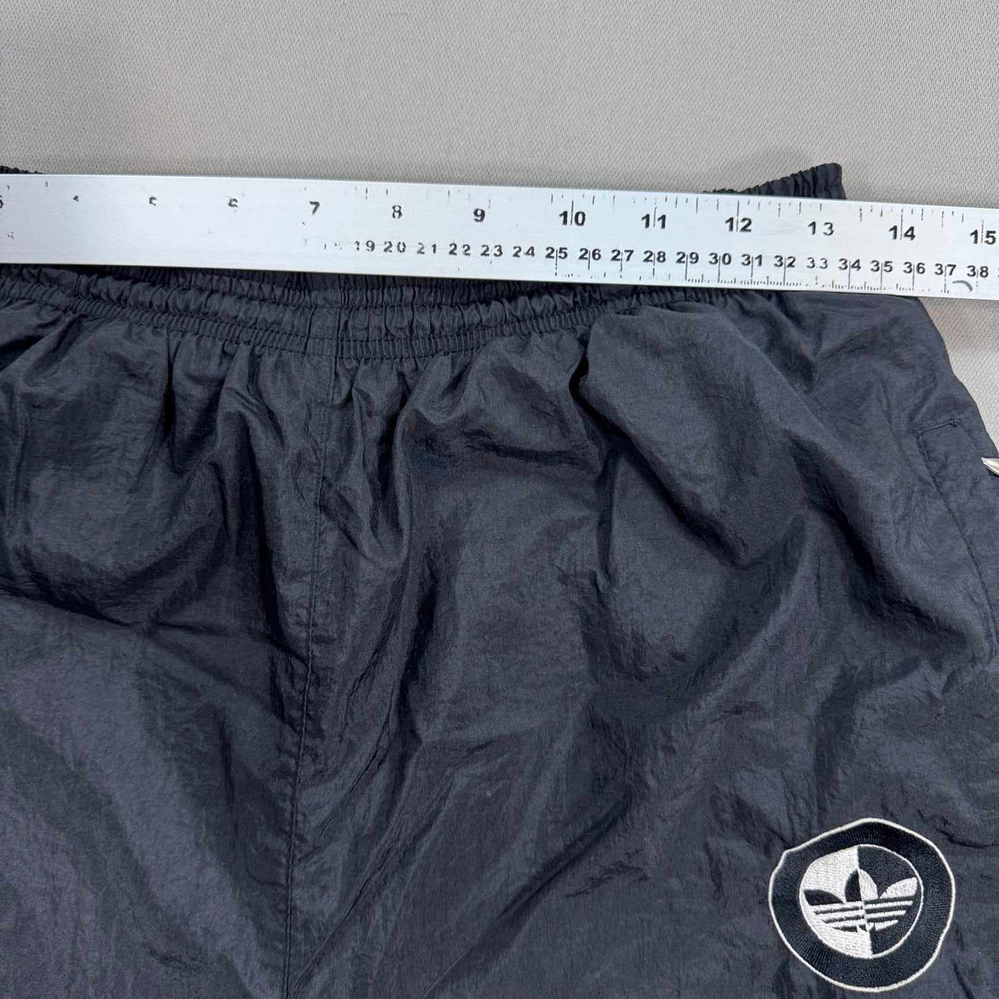 Vintage 90s Adidas Track Pants Mens L Black Elastic Waist Windbreaker Trefoil