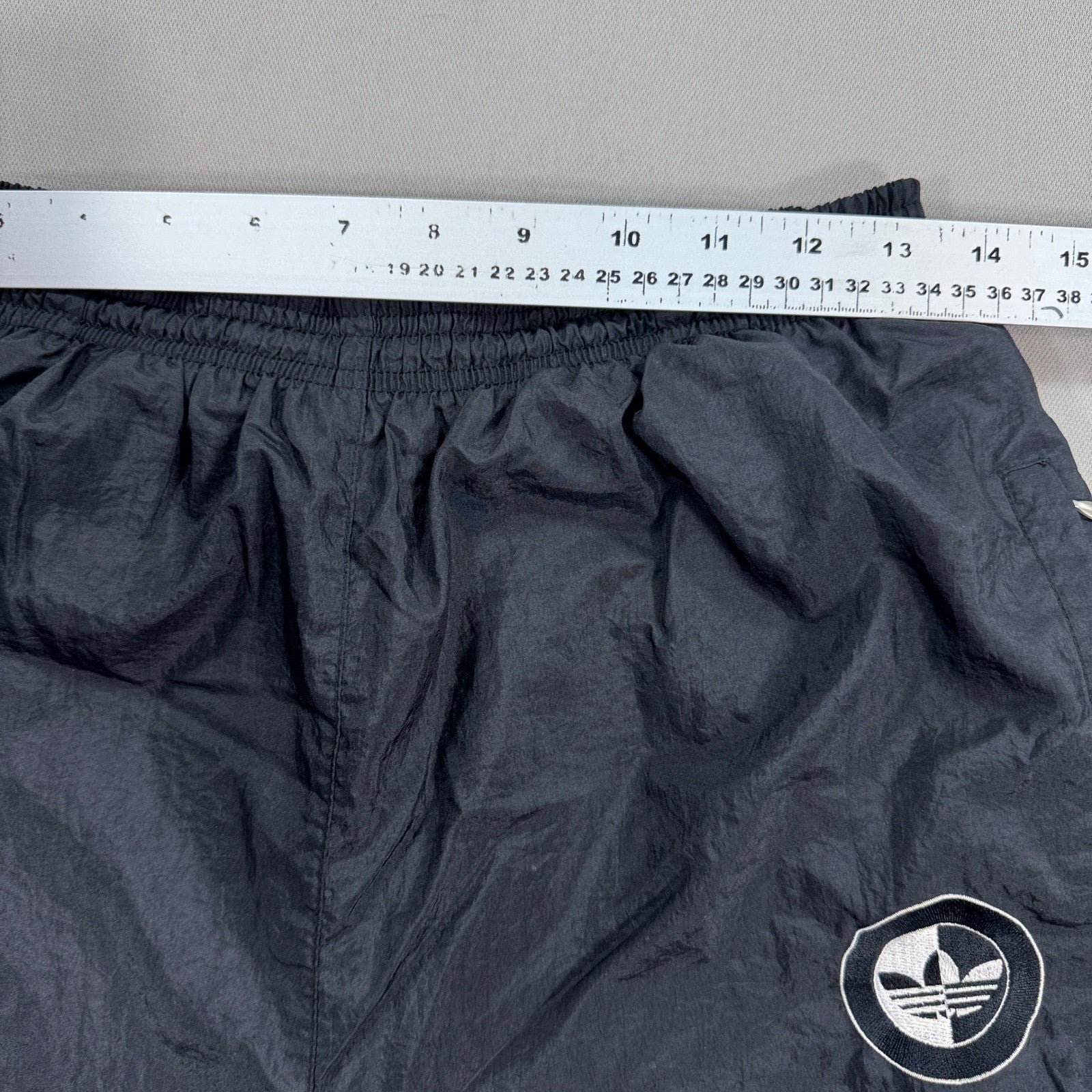 Vintage 90s Adidas Track Pants Mens L Black Elastic Waist Windbreaker Trefoil