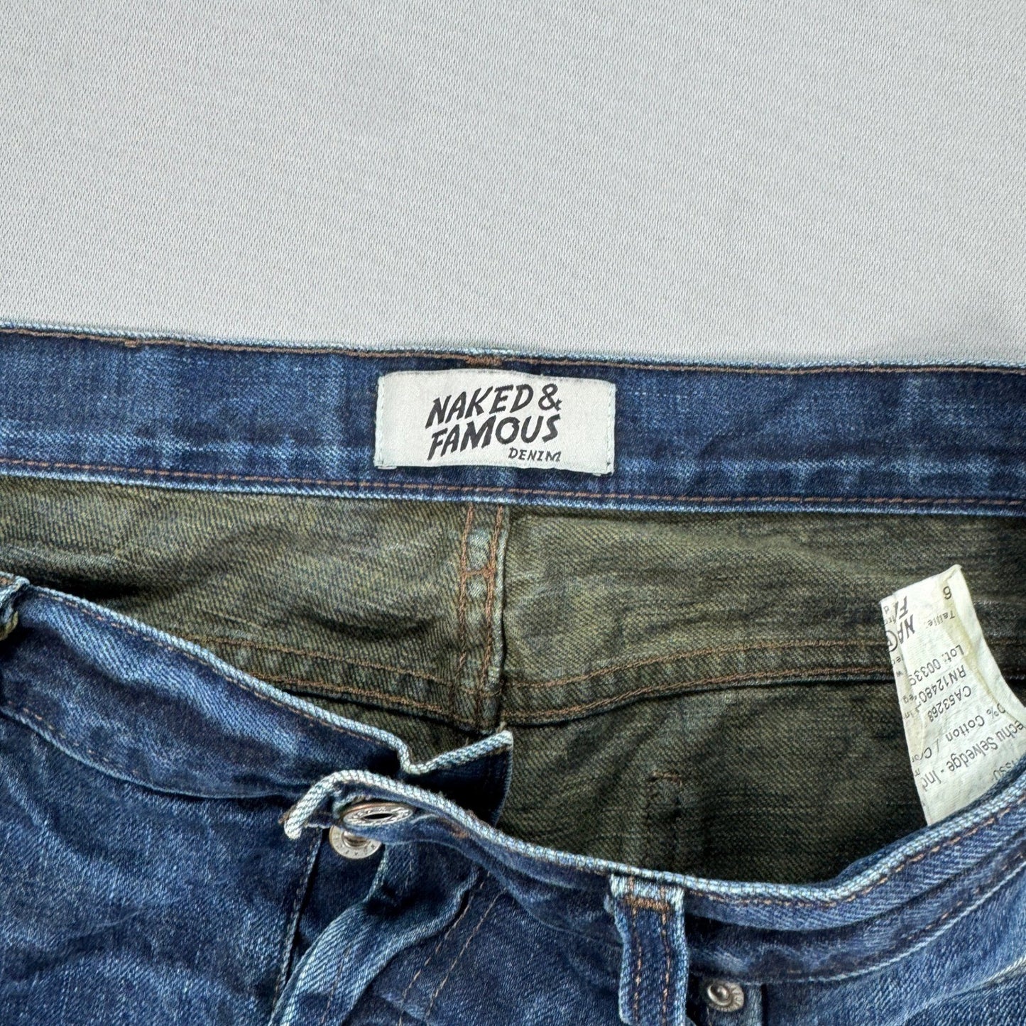 Naked & Famous Denim Jeans Super Guy Catechu Selvedge Indigo mens Size 36 Blue