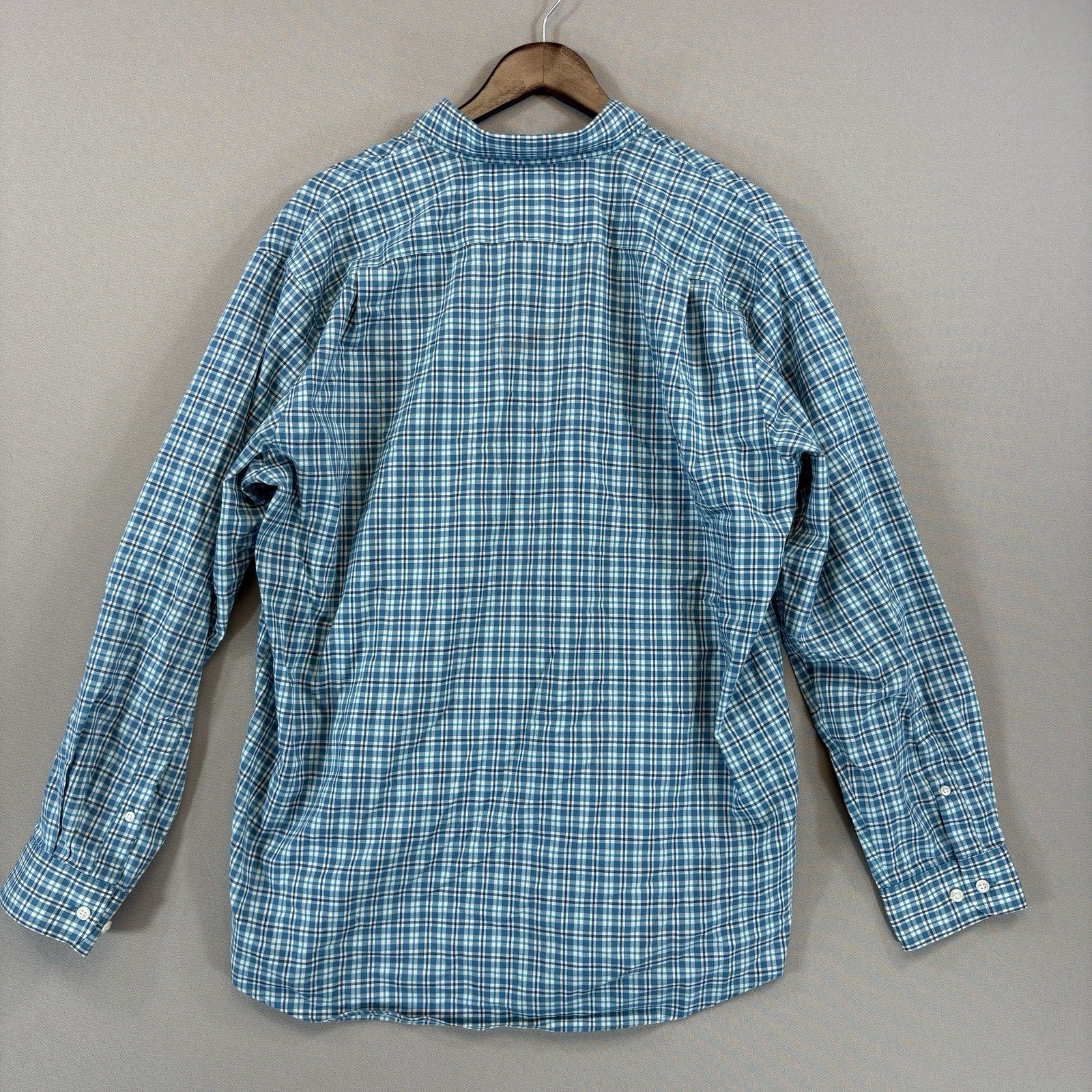 LL Bean Kennebunk Sport Shirt Mens Large Check Button Down Wrinkle Free