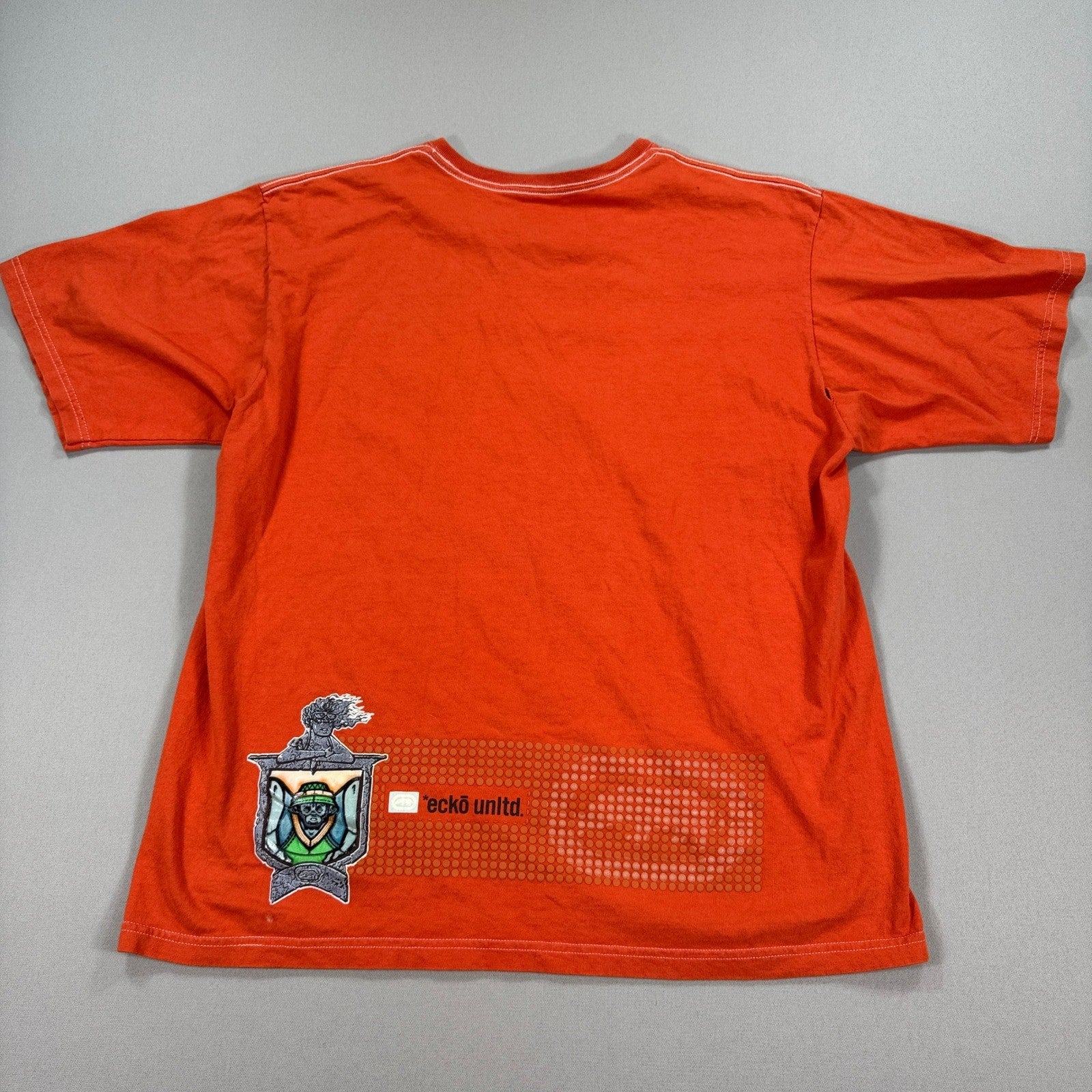 Vintage 90s Ecko Unltd T-Shirt mens XL Orange Made In USA 100% Cotton Rhino Y2k